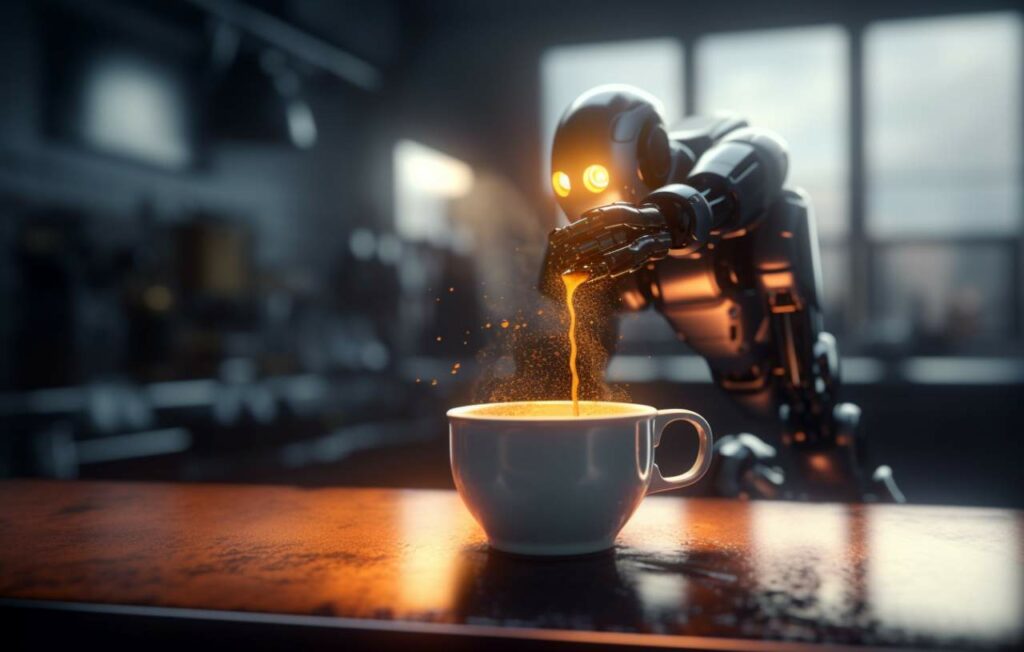 Robot con intelligenza artificiale che fa il caffè